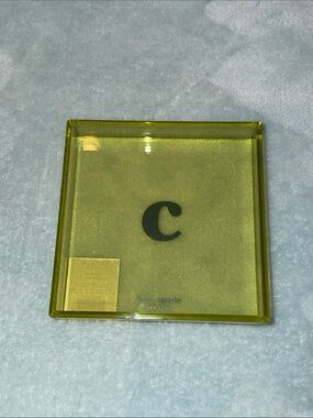 kate spade Just Mine green acrylic initial tray with green 'C'